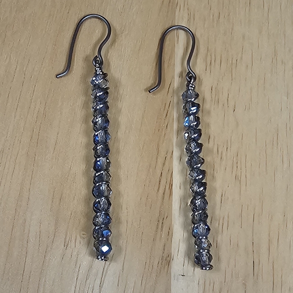 Blue Gem Dangle Earrings - Picture 4 of 4